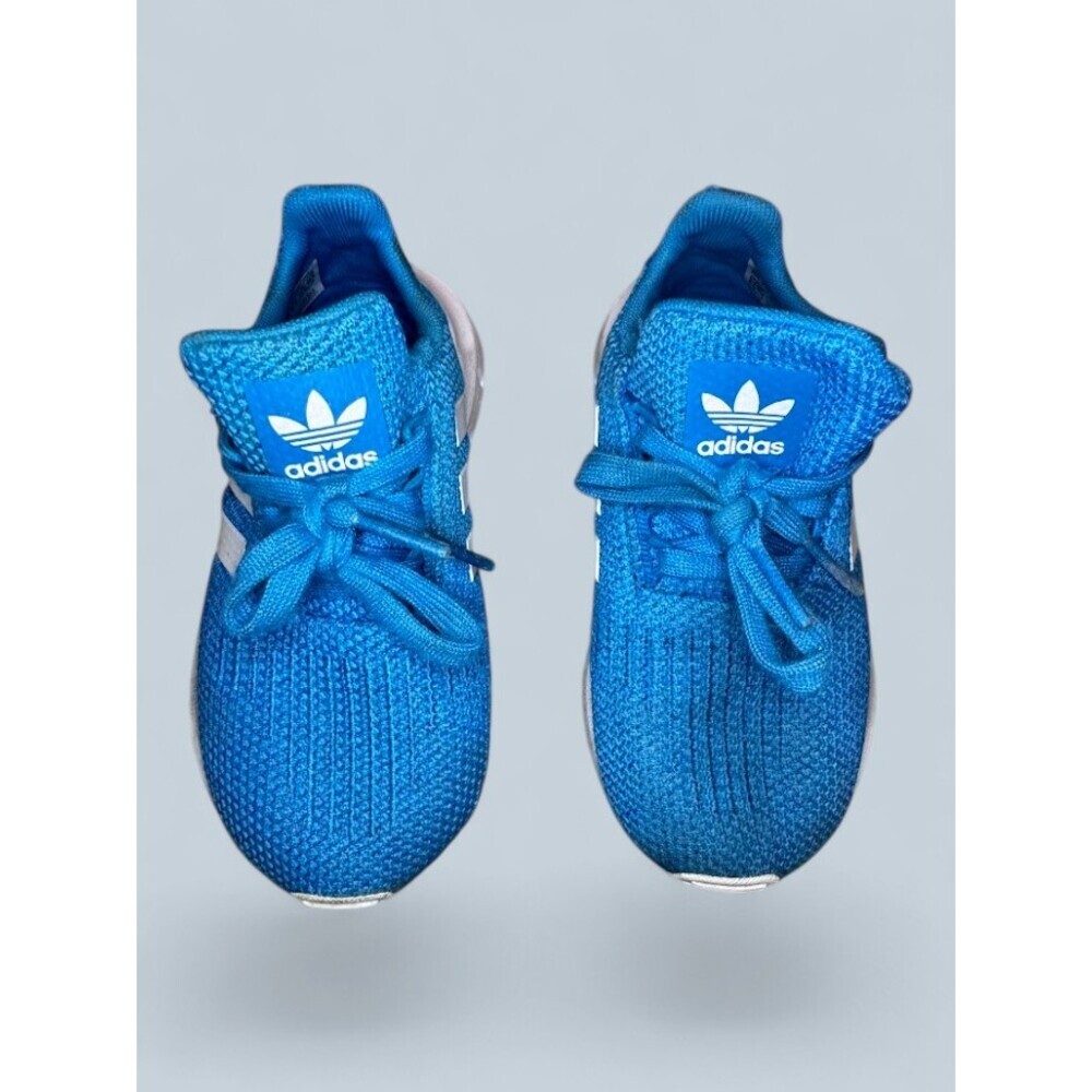 Adidas Kids Blue Running Sneakers Size US 8K UK 7.5K White Stripes Athletic Shoe
